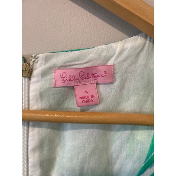 Lilly Pulitzer Sleeveless Dress Green Blue Print Casual Party Size 4‎ - Picture 4 of 7